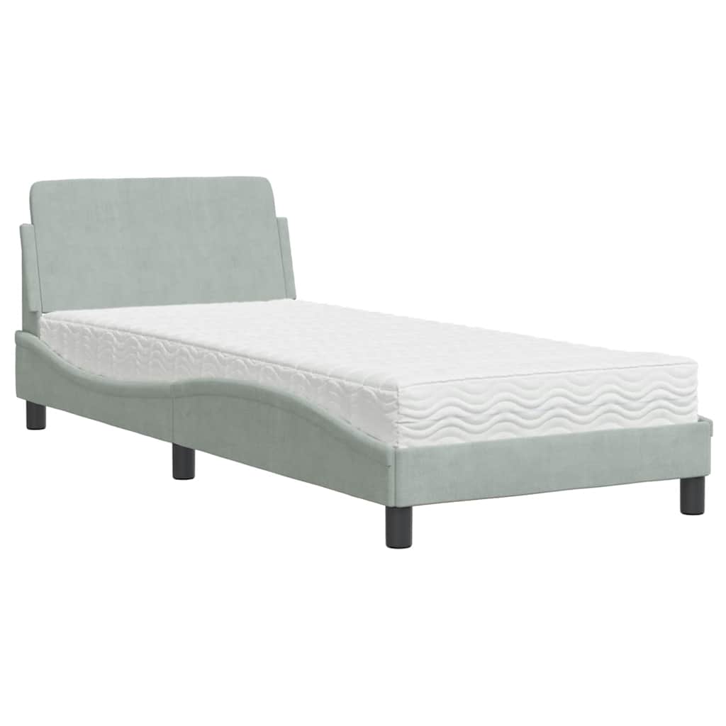 Bett mit Matratze "Dover" Hellgrau 80x200 cm Samt