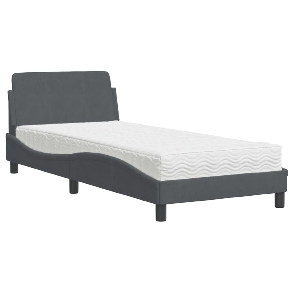 Bett mit Matratze "Dover" Dunkelgrau 80x200 cm Samt