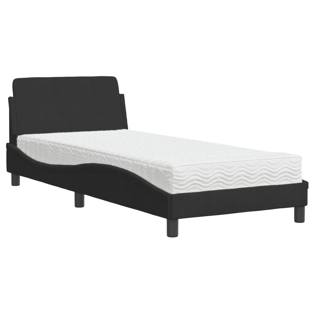Bett mit Matratze "Dover" Schwarz 80x200 cm Samt