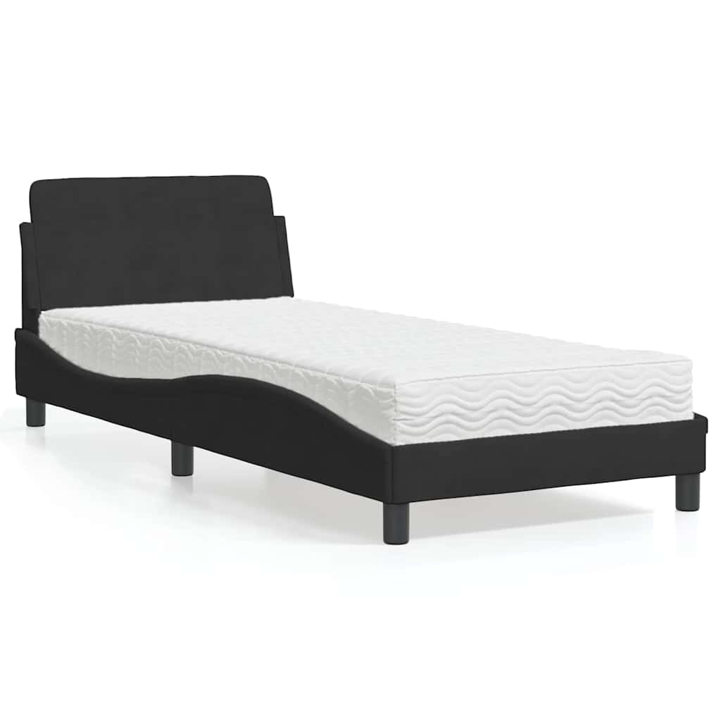 Bett mit Matratze "Dover" Schwarz 80x200 cm Samt
