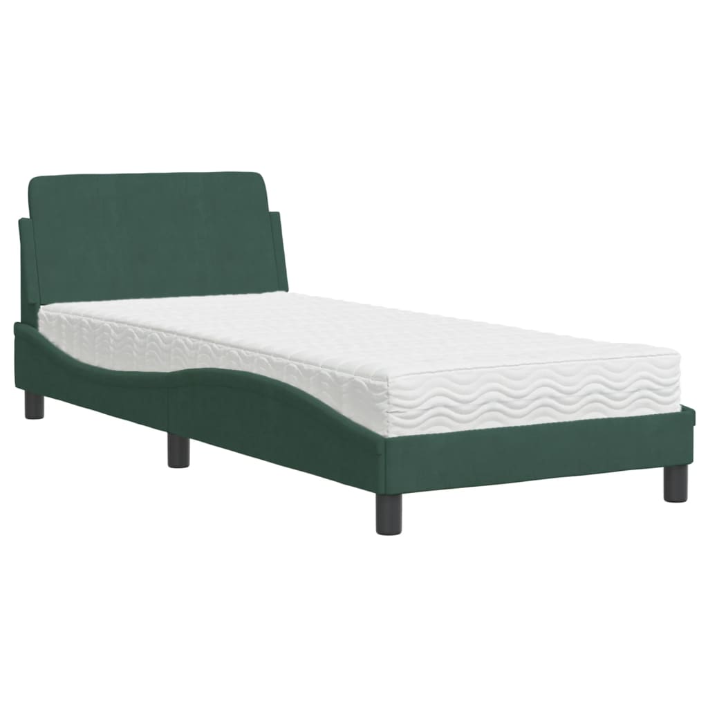 Bed with mattress dark green 80x200 cm velvet