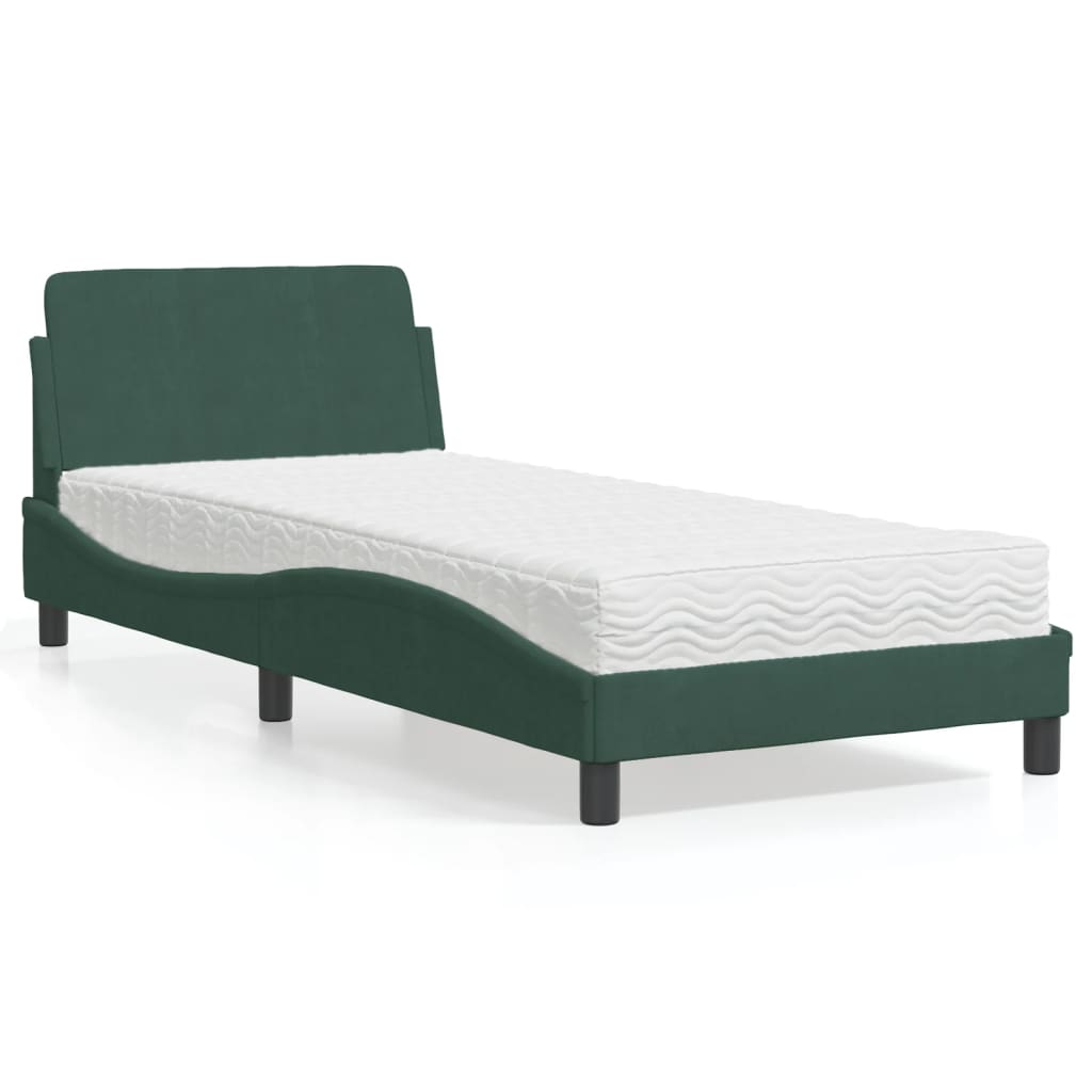 Bed with mattress dark green 80x200 cm velvet
