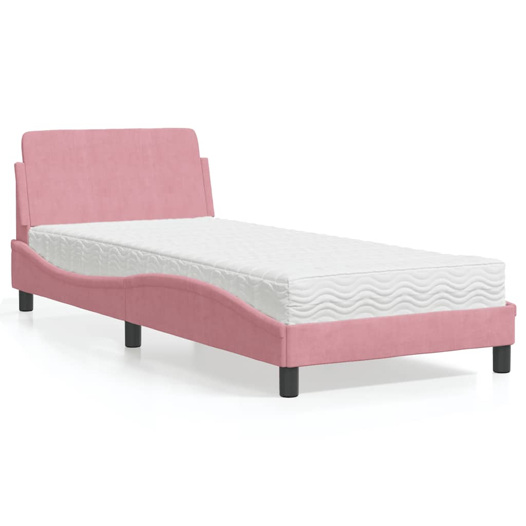 Bett mit Matratze "Dover" Rosa 80x200 cm Samt