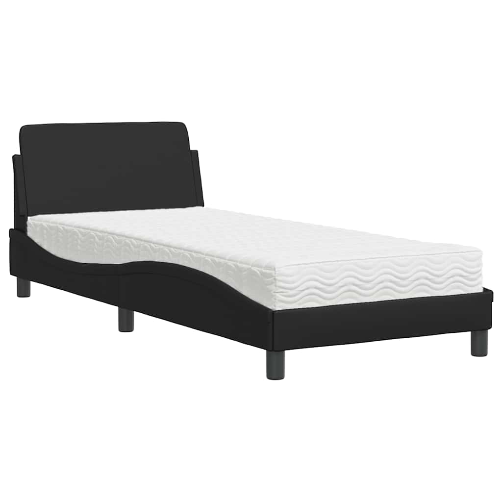 Bett mit Matratze "Dover" Schwarz 80x200 cm Kunstleder