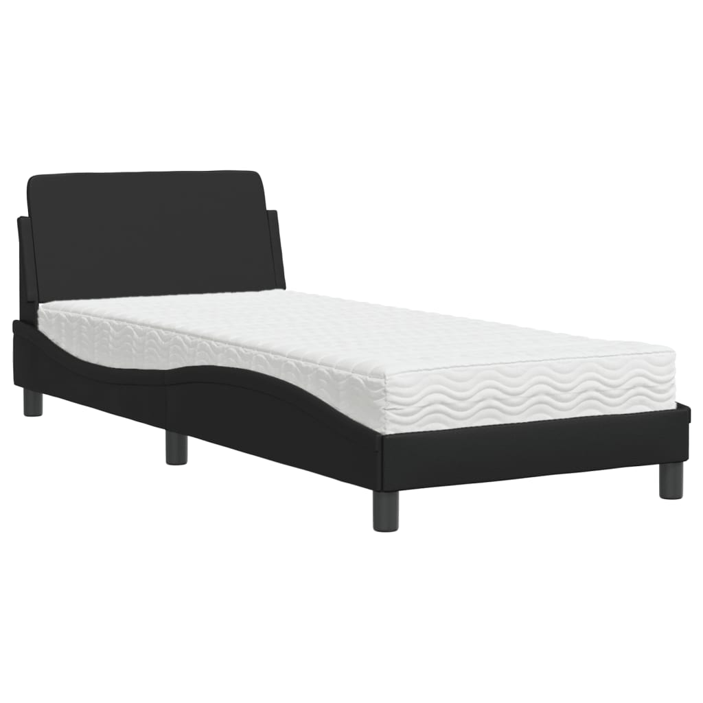 Bett mit Matratze "Dover" Schwarz 80x200 cm Kunstleder