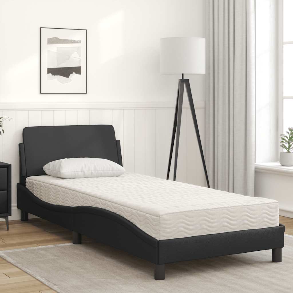 Bett mit Matratze "Dover" Schwarz 80x200 cm Kunstleder
