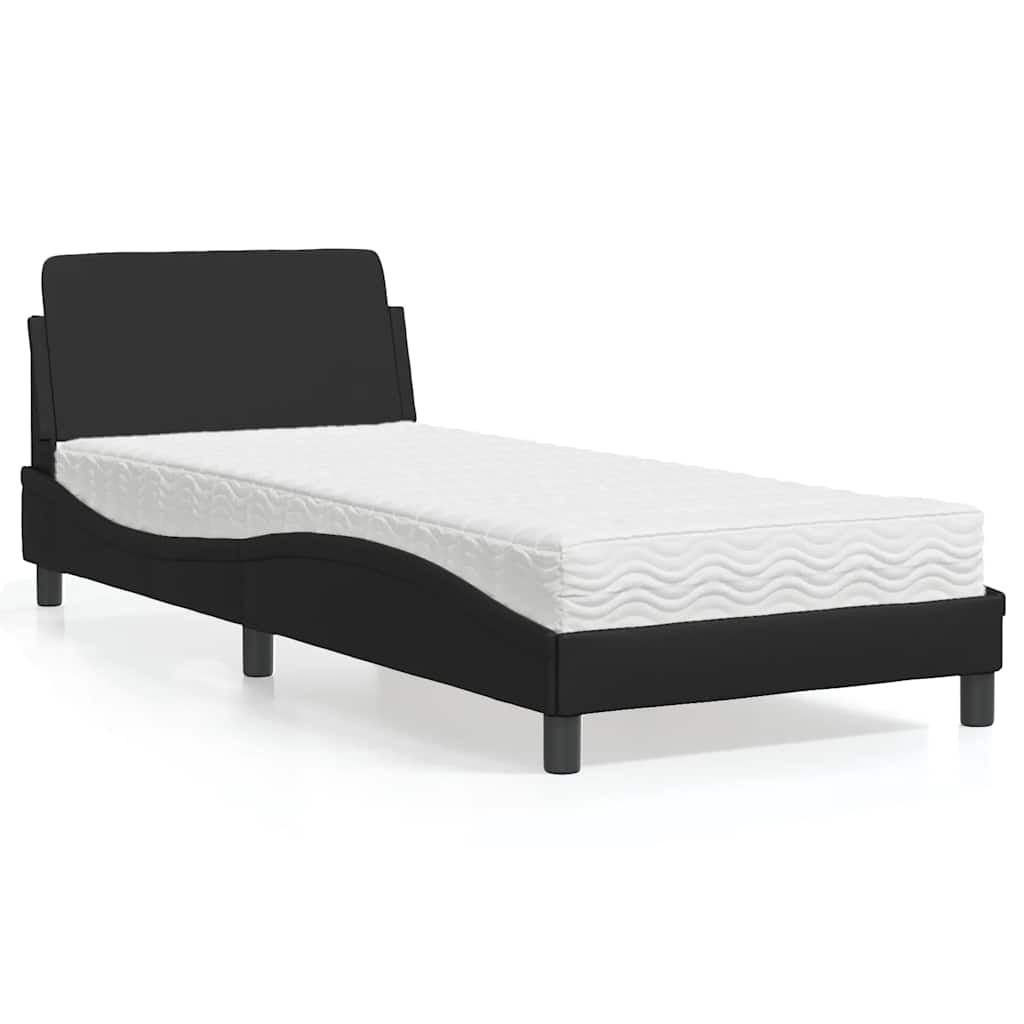Bett mit Matratze "Dover" Schwarz 80x200 cm Kunstleder