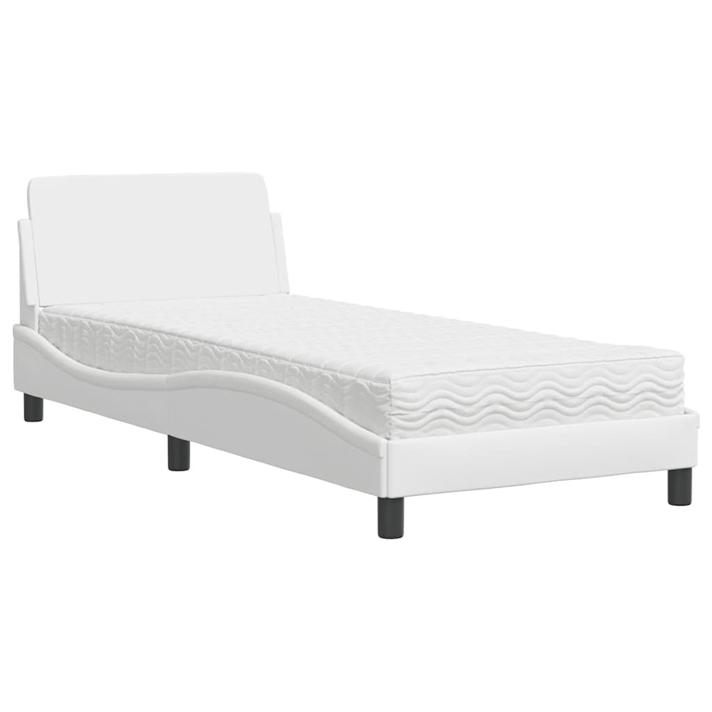 Bett mit Matratze "Dover" Weiß 80x200 cm Kunstleder
