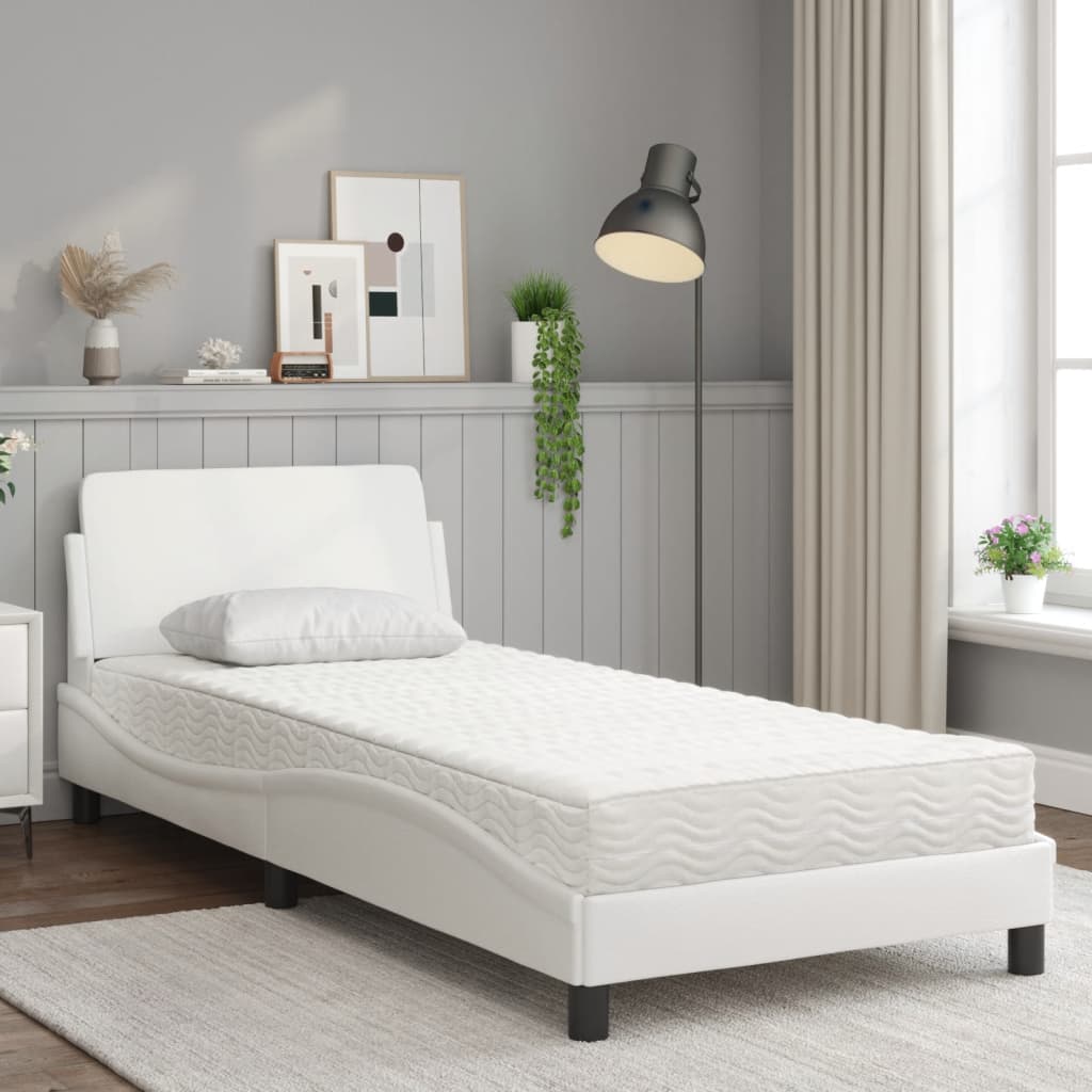 Bett mit Matratze "Dover" Weiß 80x200 cm Kunstleder
