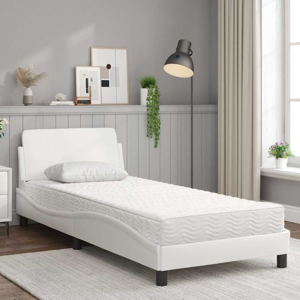 Bett mit Matratze "Dover" Weiß 80x200 cm Kunstleder