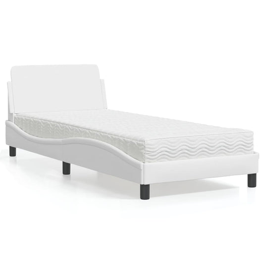 Bett mit Matratze "Dover" Weiß 80x200 cm Kunstleder