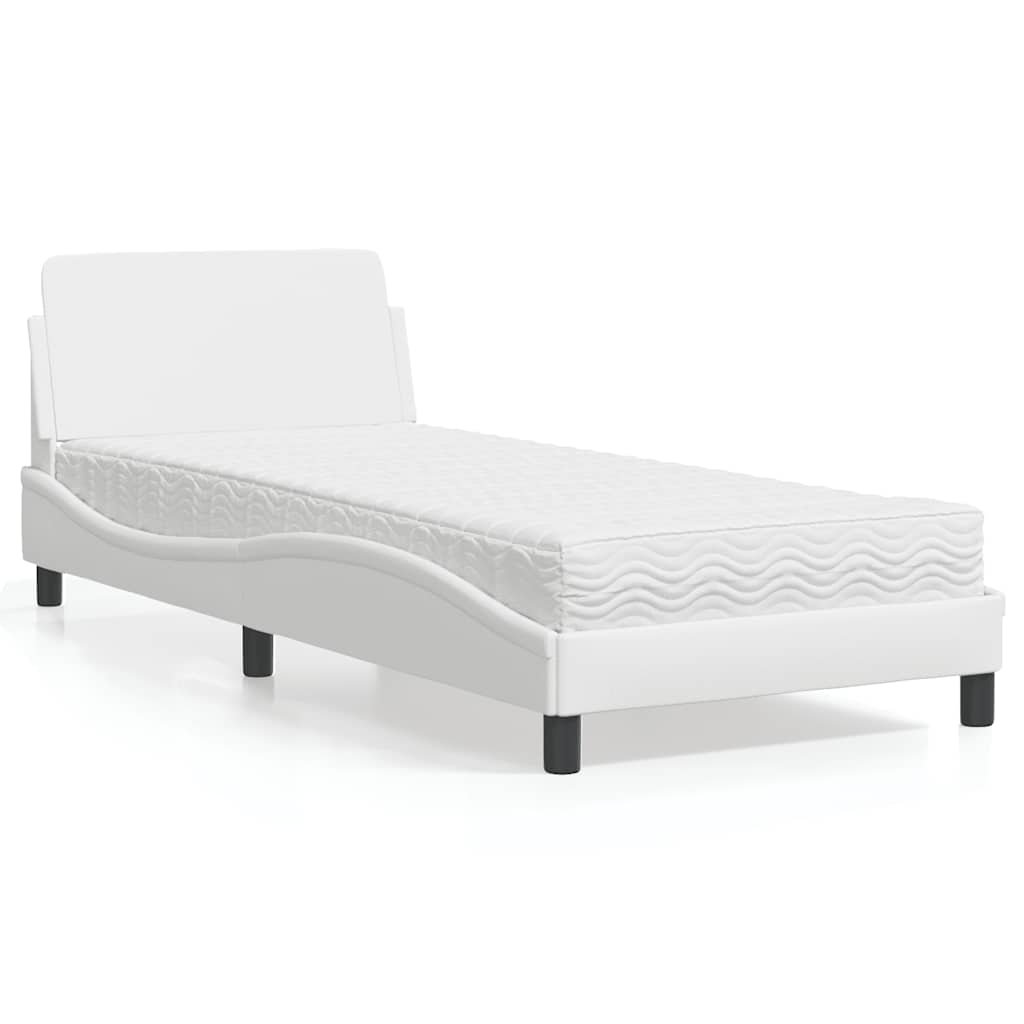 Bett mit Matratze "Dover" Weiß 80x200 cm Kunstleder