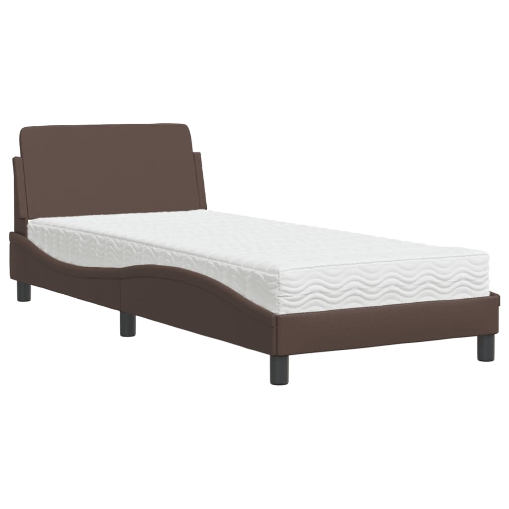 Lit avec matelas "Dover" marron 80x200 cm en similicuir