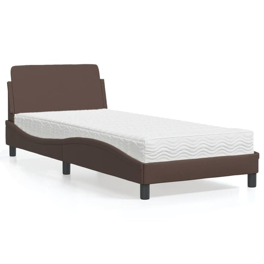 Bett mit Matratze "Dover" Braun 80x200 cm Kunstleder
