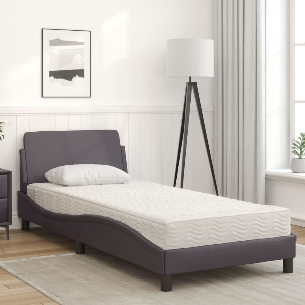 Bett mit Matratze "Dover" Grau 80x200 cm Kunstleder