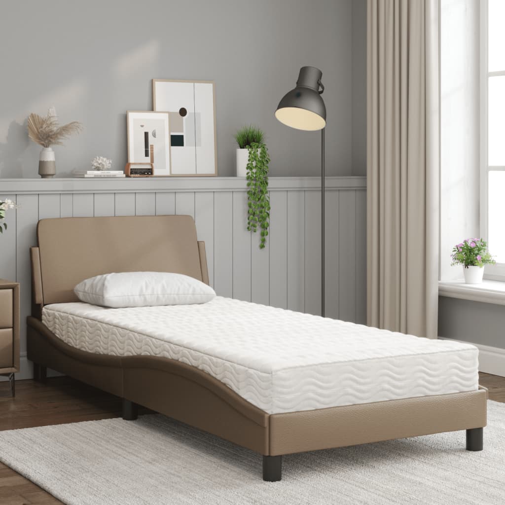 Lit avec matelas "Dover" cappuccino-marron 80x200 cm simili cuir