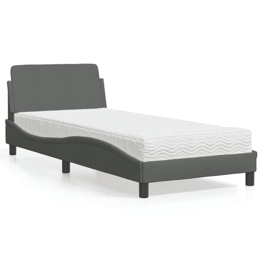 Bett mit Matratze "Dover" Dunkelgrau 90x190 cm Stoff