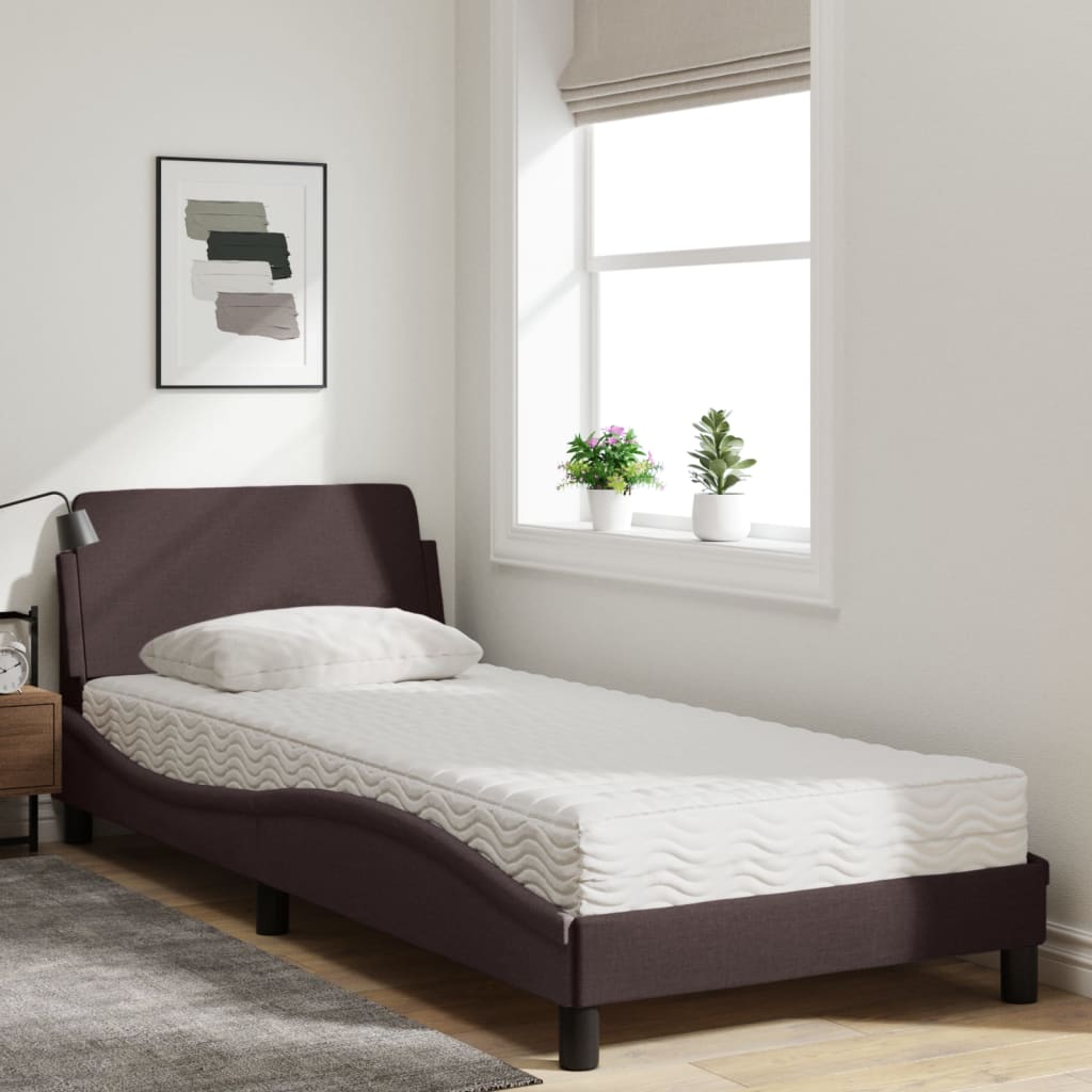 Bett mit Matratze "Dover" Dunkelbraun 90x190 cm Stoff