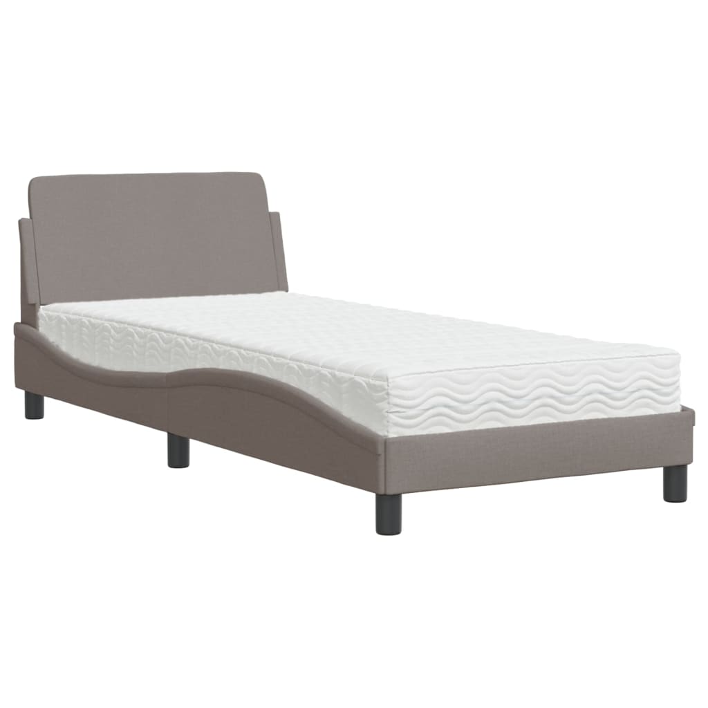 Bett mit Matratze "Dover" Taupe 90x190 cm Stoff