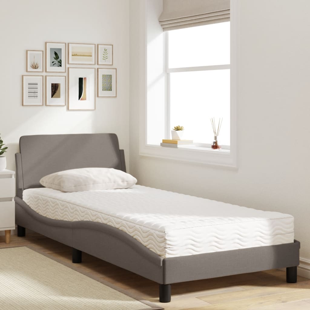 Bett mit Matratze "Dover" Taupe 90x190 cm Stoff