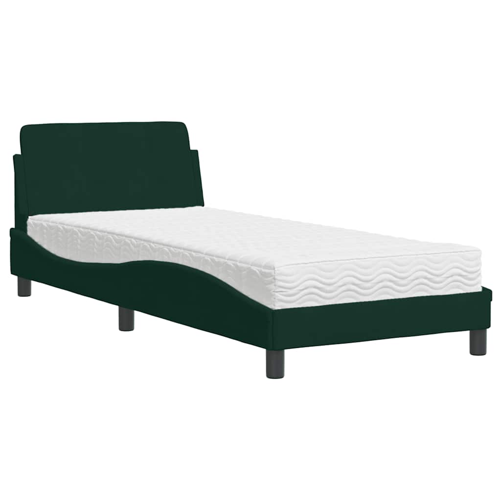 Bett mit Matratze "Dover" Dunkelgrün 90x190 cm Samt