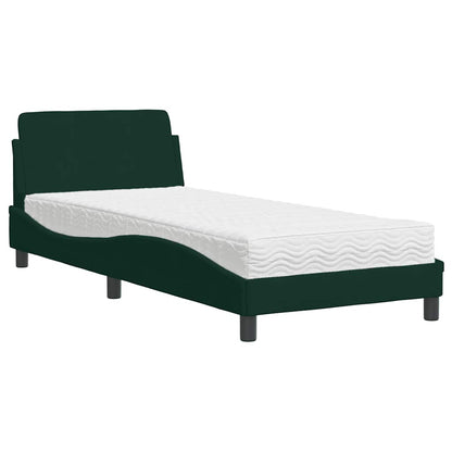 Bett mit Matratze "Dover" Dunkelgrün 90x190 cm Samt