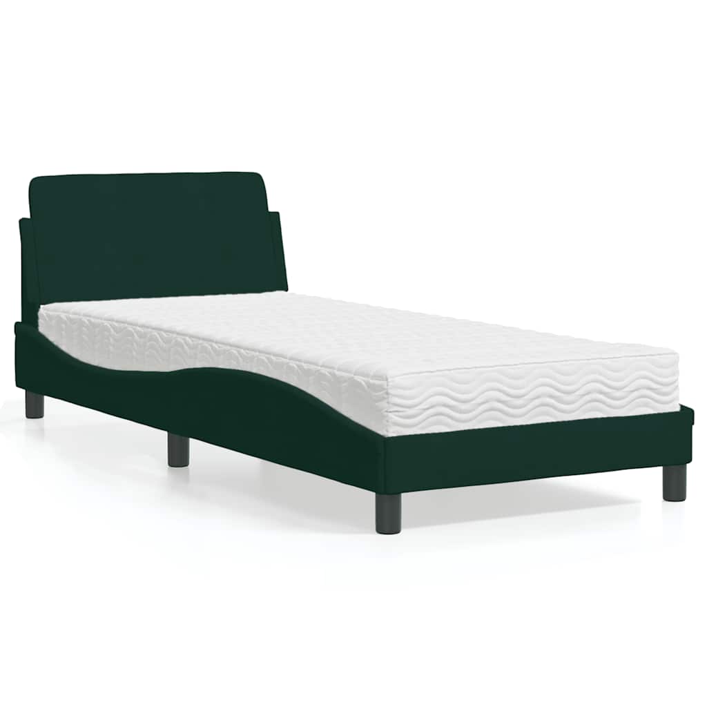 Bett mit Matratze "Dover" Dunkelgrün 90x190 cm Samt