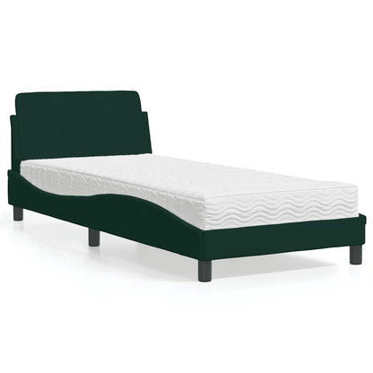 Bett mit Matratze "Dover" Dunkelgrün 90x190 cm Samt