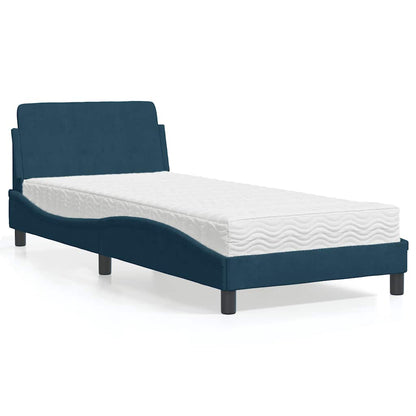 Bett mit Matratze "Dover" Blau 90x190 cm Samt