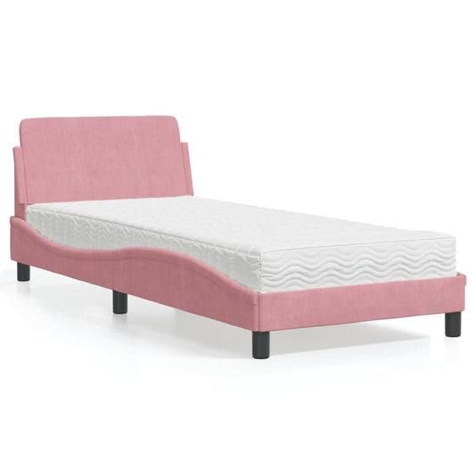 Bett mit Matratze "Dover" Rosa 90x190 cm Samt