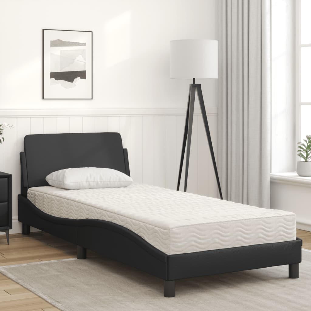 Bett mit Matratze "Dover" Schwarz 90x190 cm Kunstleder