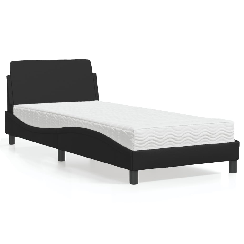 Bett mit Matratze "Dover" Schwarz 90x190 cm Kunstleder