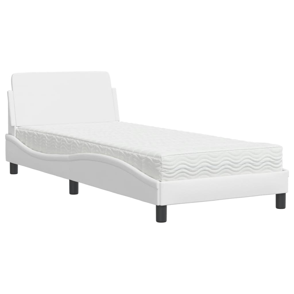 Bett mit Matratze "Dover" Weiß 90x190 cm Kunstleder