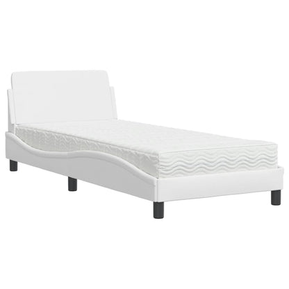 Bett mit Matratze "Dover" Weiß 90x190 cm Kunstleder