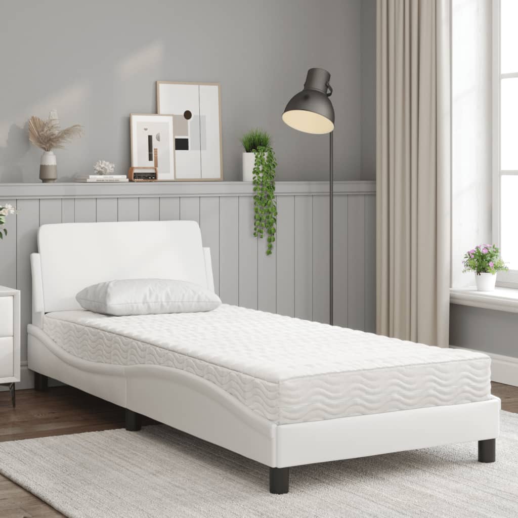 Bett mit Matratze "Dover" Weiß 90x190 cm Kunstleder