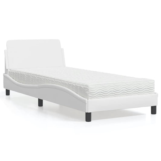 Bett mit Matratze "Dover" Weiß 90x190 cm Kunstleder