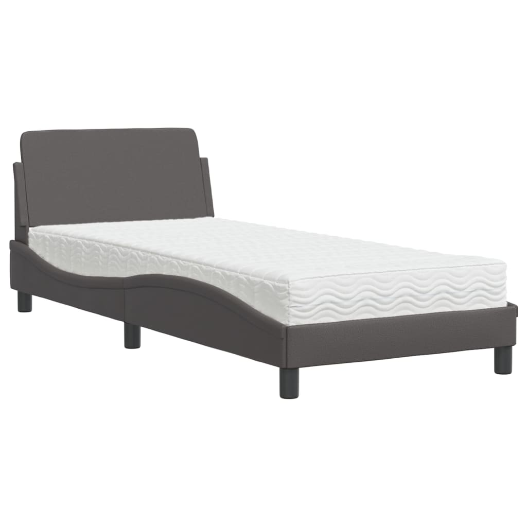 Bett mit Matratze "Dover" Grau 90x190 cm Kunstleder