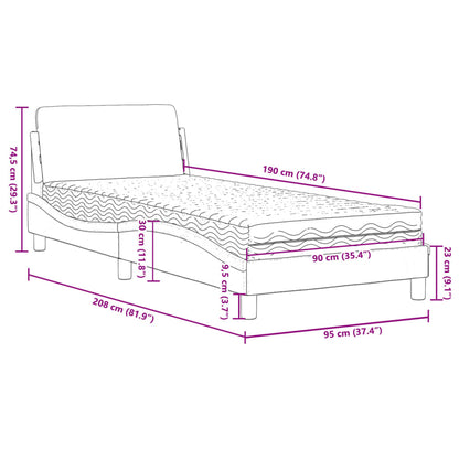 Bett mit Matratze "Dover" Grau 90x190 cm Kunstleder