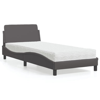 Bett mit Matratze "Dover" Grau 90x190 cm Kunstleder