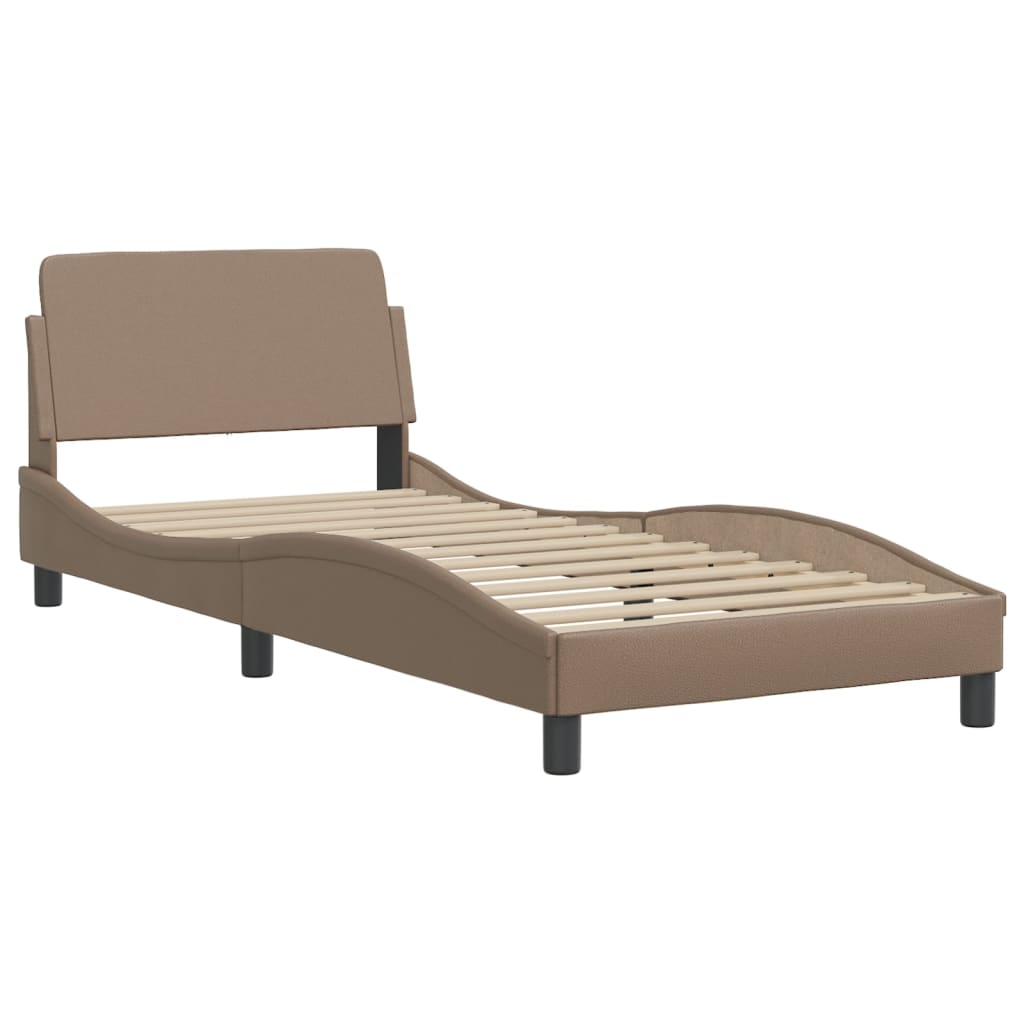 Bed with mattress cappuccino brown 90x190 cm artificial leather