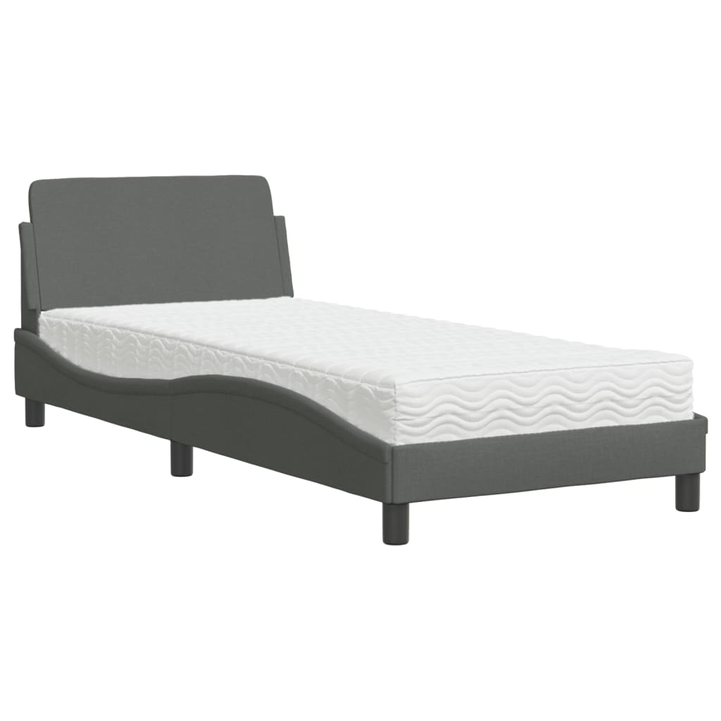 Bett mit Matratze "Dover" Dunkelgrau 90x200 cm Stoff
