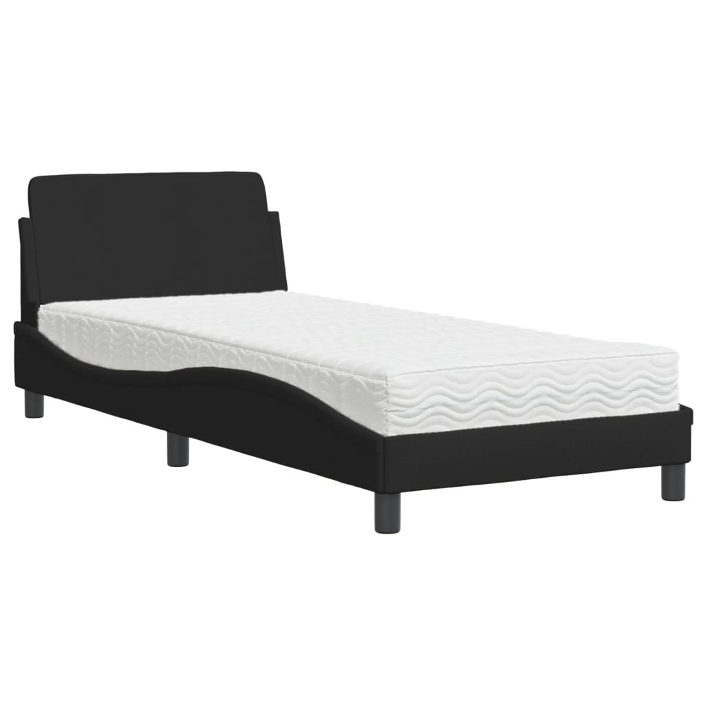 Bett mit Matratze "Dover" Schwarz 90x200 cm Stoff