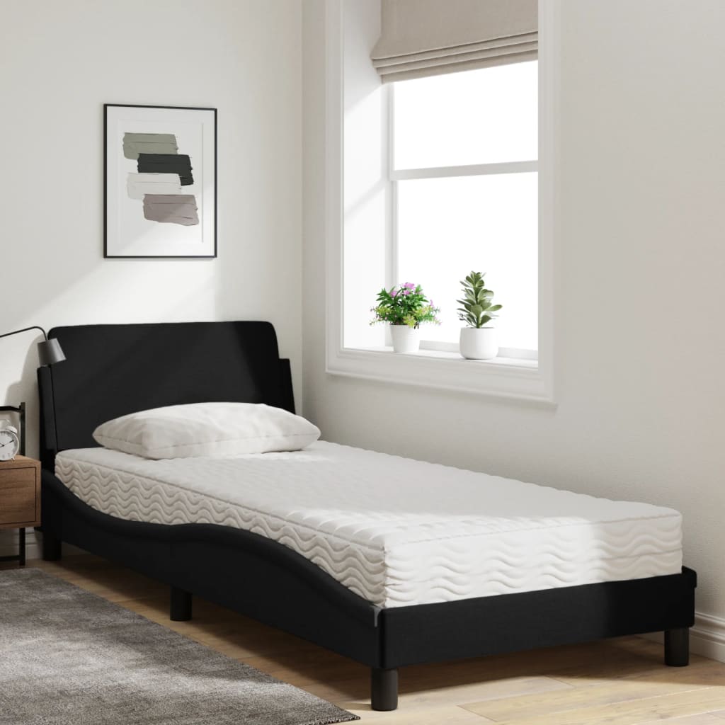Bett mit Matratze "Dover" Schwarz 90x200 cm Stoff