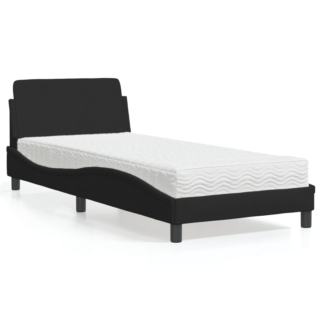 Bett mit Matratze "Dover" Schwarz 90x200 cm Stoff