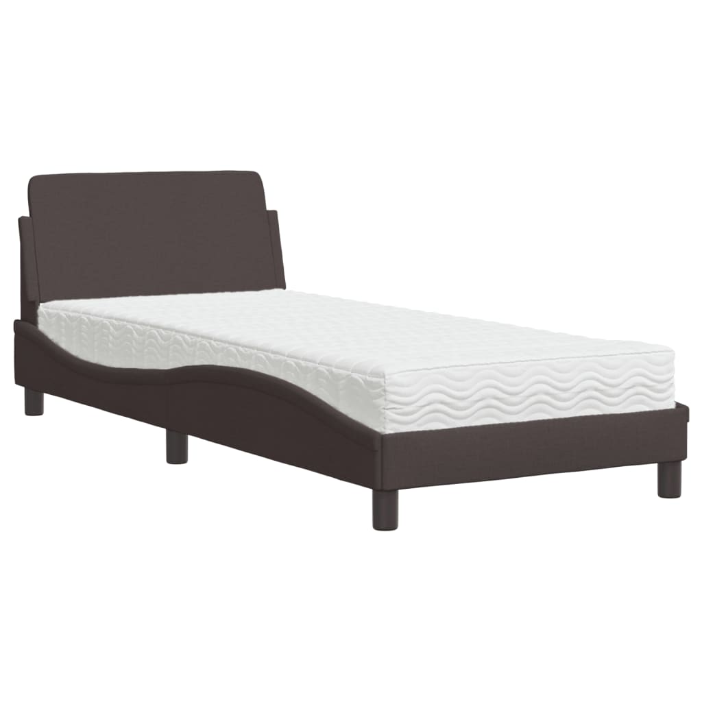 Bett mit Matratze "Dover" Dunkelbraun 90x200 cm Stoff