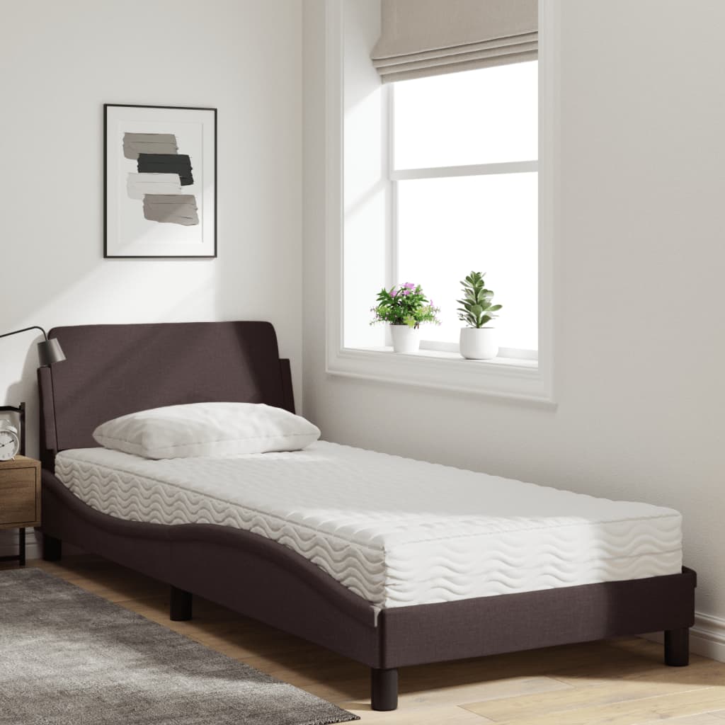 Bett mit Matratze "Dover" Dunkelbraun 90x200 cm Stoff