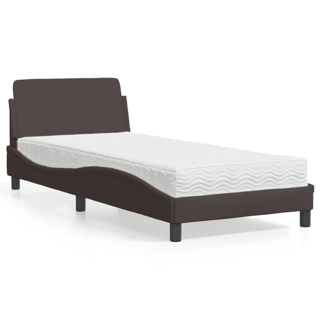 Bett mit Matratze "Dover" Dunkelbraun 90x200 cm Stoff