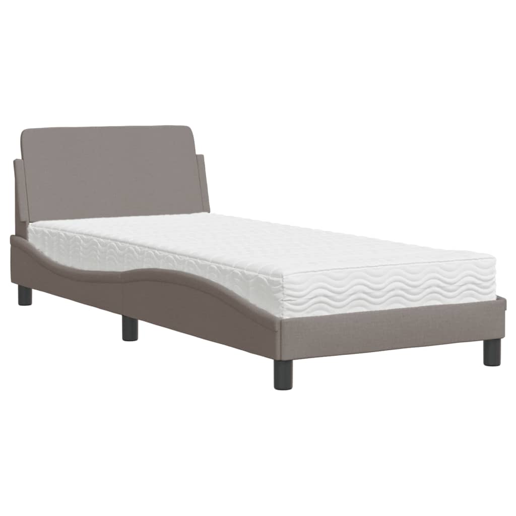 Bett mit Matratze "Dover" Taupe 90x200 cm Stoff