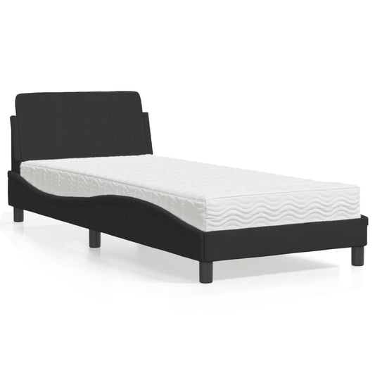 Bett mit Matratze "Dover" Schwarz 90x200 cm Samt