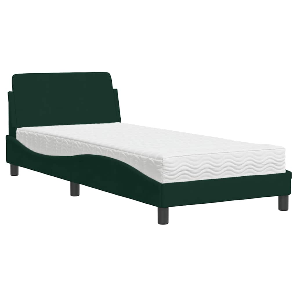 Bett mit Matratze "Dover" Dunkelgrün 90x200 cm Samt